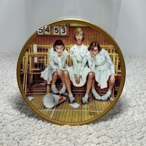 𝅺vintage Small Norman Rockwell Cheerless Cheerleaders plate